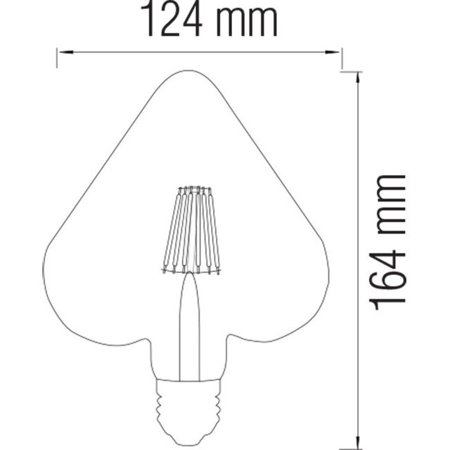 Rustieke hartvormige LED lamp filament met E27 fitting, 6W vermogen en warme 2200K lichtkleur