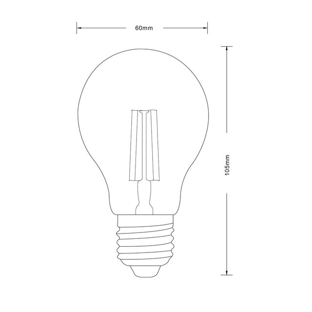 LED lamp met E27 fitting 8W warm wit licht 2700K en 700 lumen filamentstijl