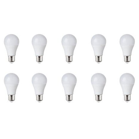 LED Lamp 10 Pack E27 Fitting 8W Helder/Koud Wit 6500K LED Lamp 10 Pack E27 Fitting 8W Helder/Koud Wit 6500K