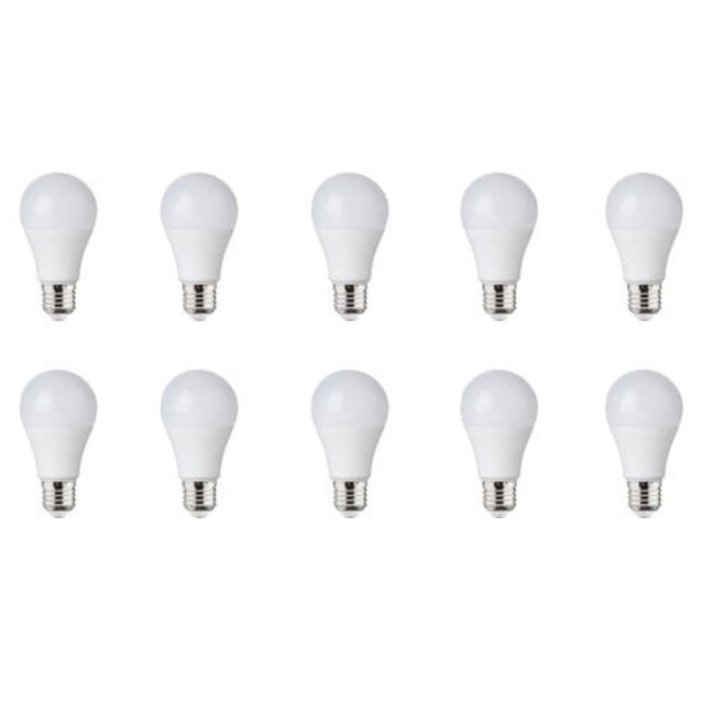 LED Lamp 10 Pack E27 Fitting 8W Helder/Koud Wit 6500K Lichtbronnen