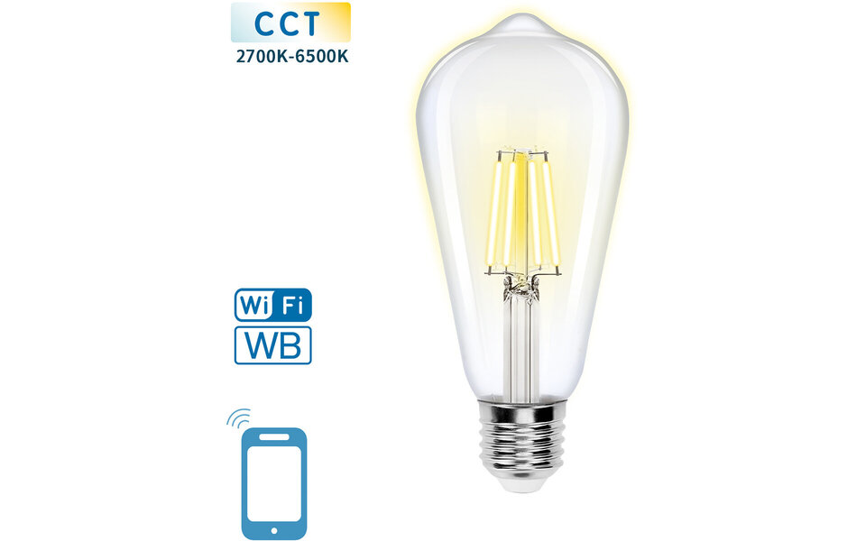 HLW LED LED Lamp Filament Rustiek Ster E27 Fitting 6W Warm Wit 2200K