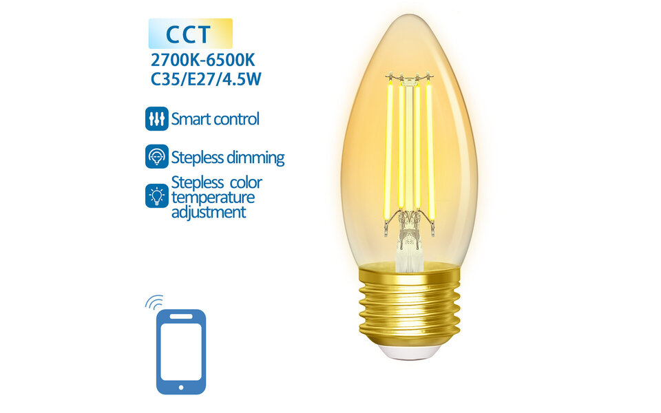 HLW LED LED Lamp Filament Trion Globin E27 Fitting 6W 3000K Rookkleur Aluminium