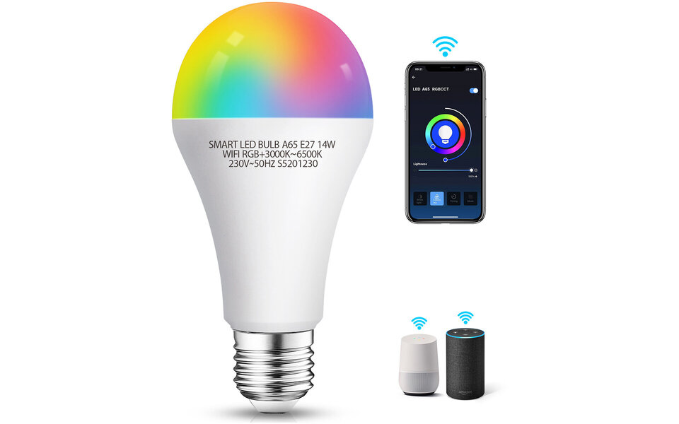 HLW LED LED Lamp Smart LED Aigi Rixona Bulb ST64 6W RGB Wifi Transparant