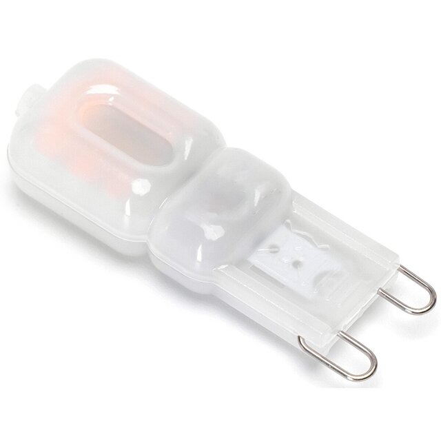 Dimbare G9 LED lamp met melkglas, 3W vermogen en warm wit licht van 3000K Dimbare G9 LED lamp met melkglas, 3W vermogen en warm wit licht van 3000K