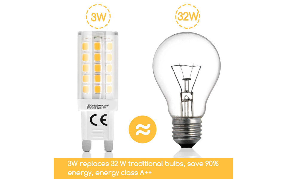 HLW LED Aigi LED Bulb G9 Fitting - 3W Warm White 3000K | Replaces 32W