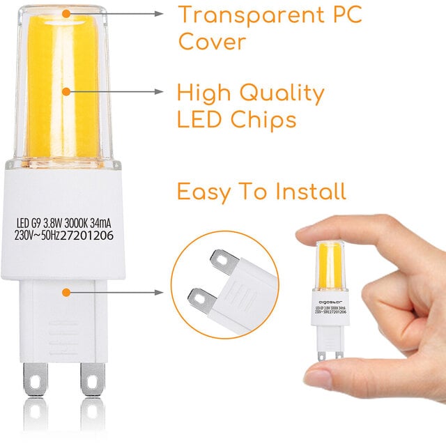 HLW LED G9 LED Lamp - Aigi 3.8W Warm Wit 3000K | Vervangt 40W Efficiënt