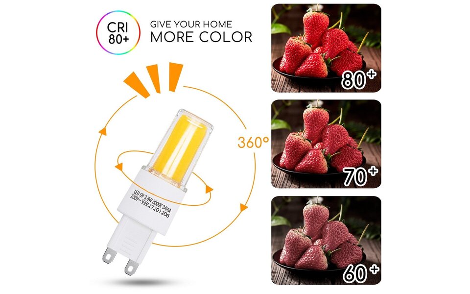 HLW LED G9 LED Bulb - Aigi 3.8W Warm White 3000K | Replaces 40W Efficient