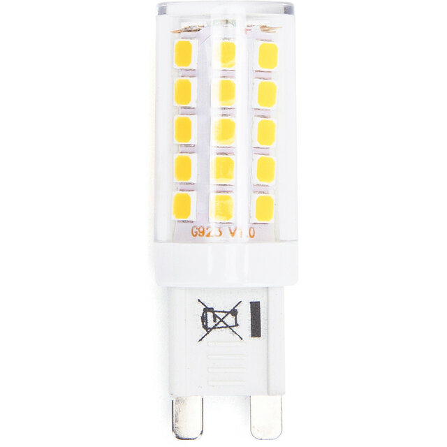 Tien warm witte G9 LED lampen van 3W met 350 lumen en 3000K kleurtemperatuur in verpakking