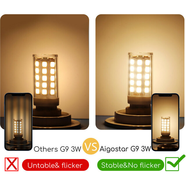 HLW LED Aigi G9 LED Bulb 10 Pack - 3W Warm White 3000K | Replaces 32W