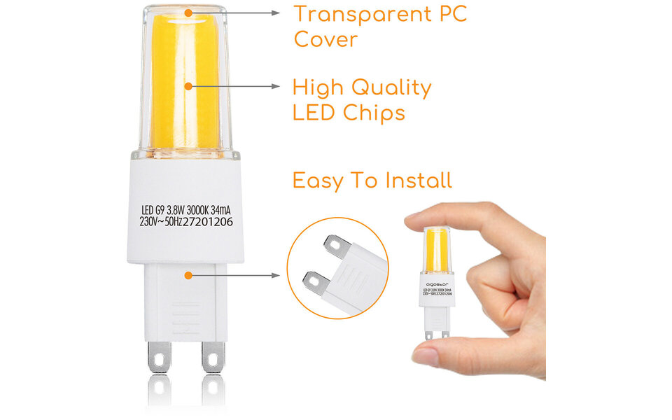 HLW LED Aigi G9 LED Lamp 10 Pack - Vervangt 40W - Warm Wit 3000K - 3.8W HLW LED Aigi G9 LED Lamp 10 Pack - Vervangt 40W - Warm Wit 3000K - 3.8W