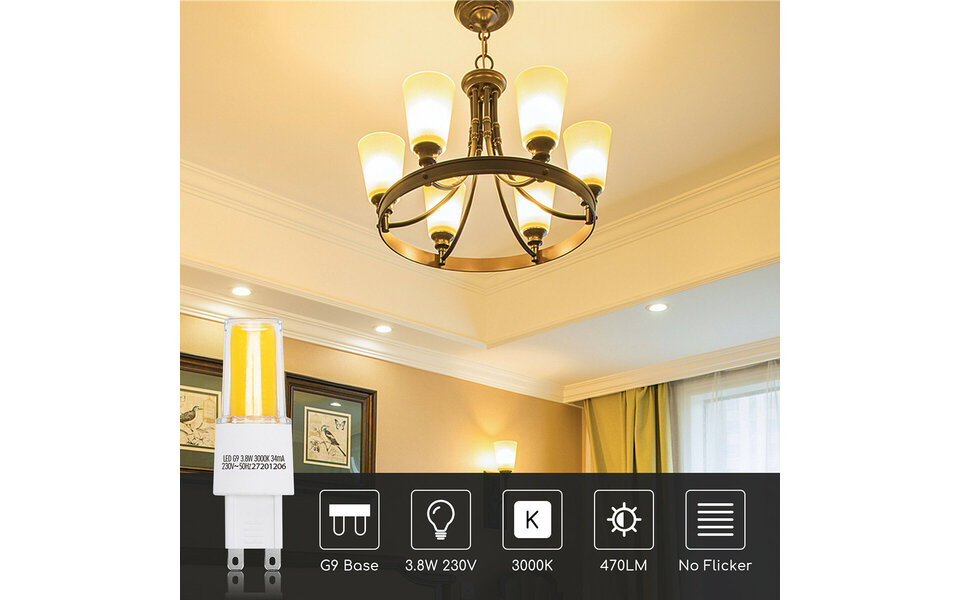 HLW LED Aigi G9 LED Lamp 10 Pack - Vervangt 40W - Warm Wit 3000K - 3.8W HLW LED Aigi G9 LED Lamp 10 Pack - Vervangt 40W - Warm Wit 3000K - 3.8W