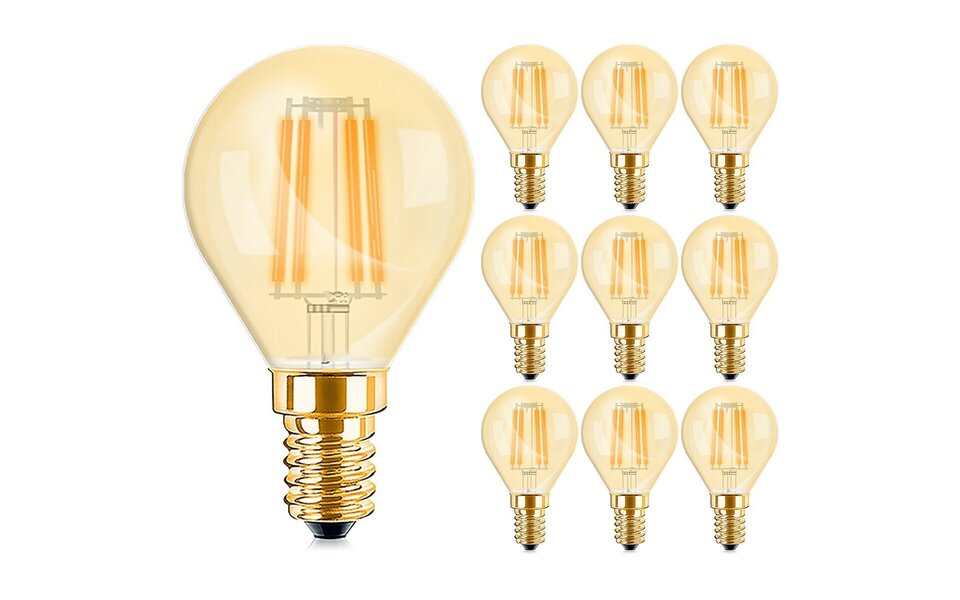 HLW LED Value Pack 10x LED Bulb E14 Globe Filament - Very Warm White Amber