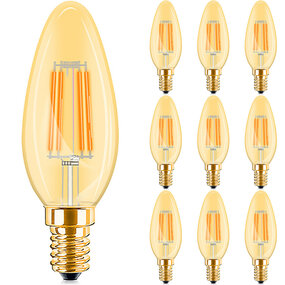 Voordeelpak 10x LED E14 Kaars Filament - Amber 4W Voordeelpak 10x LED E14 Kaars Filament - Amber 4W
