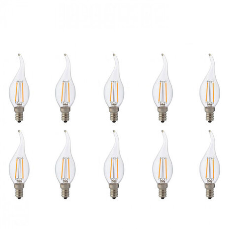 LED Lamp 10 Pack - Filament Flame E14 Fitting - 4W Natuurlijk Wit 4200K