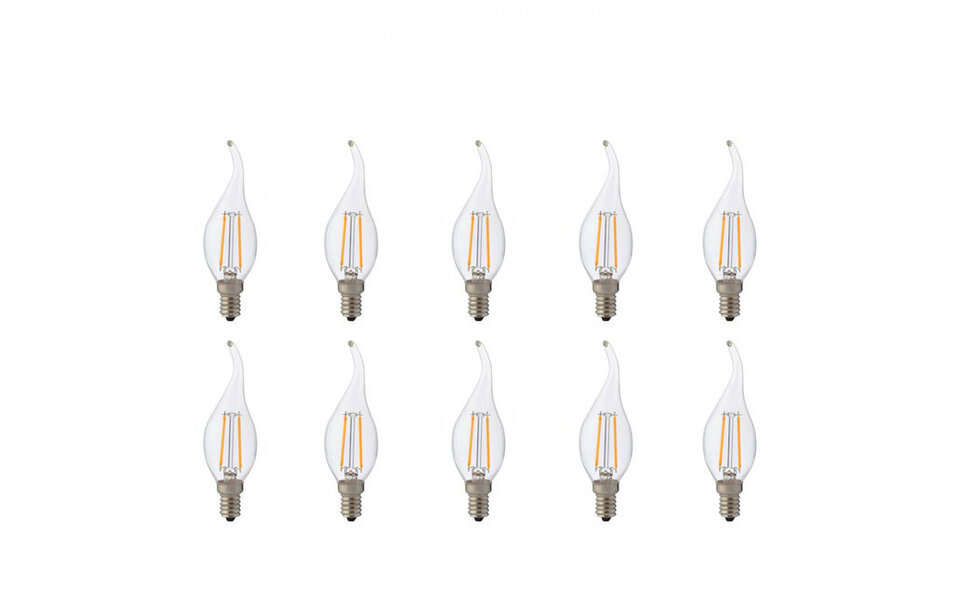 HLW LED LED Lamp 10 Pack - Filament Flame E14 Fitting - 4W Natuurlijk Wit 4200K HLW LED LED Lamp 10 Pack - Filament Flame E14 Fitting - 4W Natuurlijk Wit 4200K