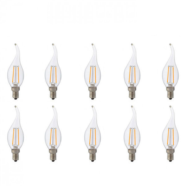 HLW LED LED Lamp 10 Pack - Filament Flame E14 Fitting - 4W Natuurlijk Wit 4200K