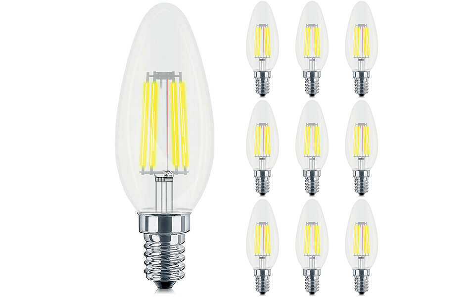 HLW LED Value Pack 10x Dimmable E14 Candle Filament LED Bulb - Warm White HLW LED Value Pack 10x Dimmable E14 Candle Filament LED Bulb - Warm White