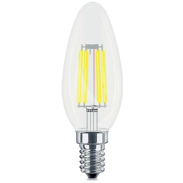 Tien dimbare E14 LED kaarslampen filament warm wit 4W 3000K 470 lumen in voordeelverpakking
