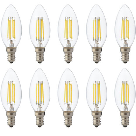 LED Lamp 10 Pack - Filament E14 Fitting Dimbaar Warm Wit 2700K LED Lamp 10 Pack - Filament E14 Fitting Dimbaar Warm Wit 2700K
