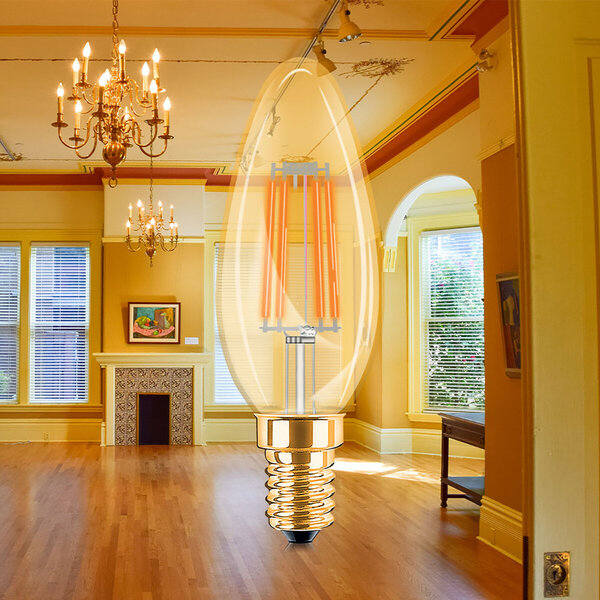 HLW LED LED Lamp E14 Kaars Filament - Brinton Amber 4W Dimbaar voor Warmte HLW LED LED Lamp E14 Kaars Filament - Brinton Amber 4W Dimbaar voor Warmte