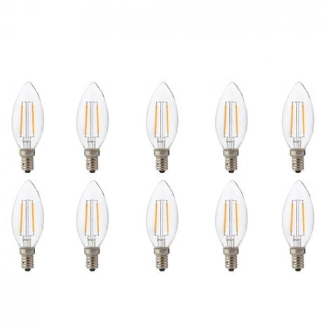 LED Lamp 10 Pack – E14 Filament Kaarslampen in Warm Wit 2700K LED Lamp 10 Pack – E14 Filament Kaarslampen in Warm Wit 2700K