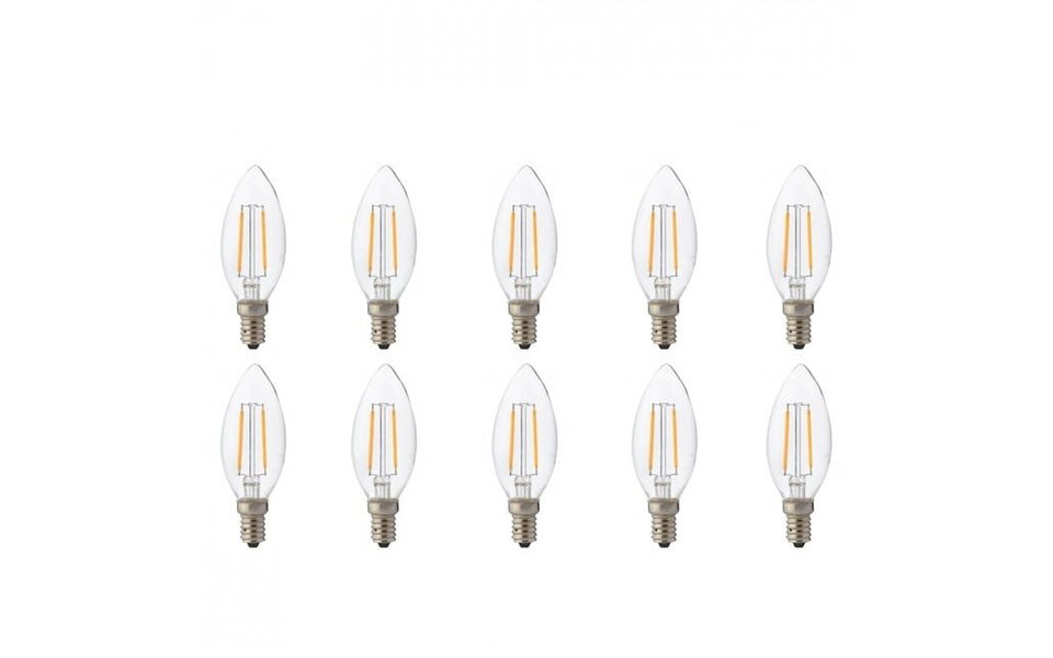 HLW LED LED Bulb 10 Pack – E14 Filament Candle Bulbs in Warm White 2700K HLW LED LED Bulb 10 Pack – E14 Filament Candle Bulbs in Warm White 2700K