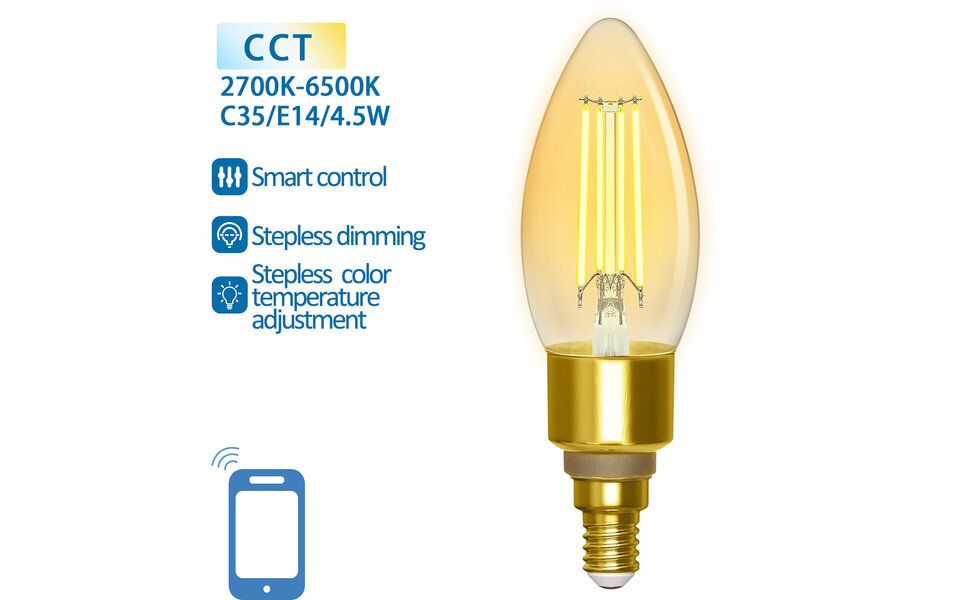 HLW LED Aigi Delano LED Lamp - Filament E14 - Smart Amber Color 4.5W HLW LED Aigi Delano LED Lamp - Filament E14 - Smart Amber Color 4.5W