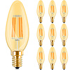 10x E14 LED Filament Bulb Amber - Dimmable & Very Warm White