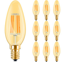 10x E14 LED Filament Bulb Amber - Dimmable & Very Warm White