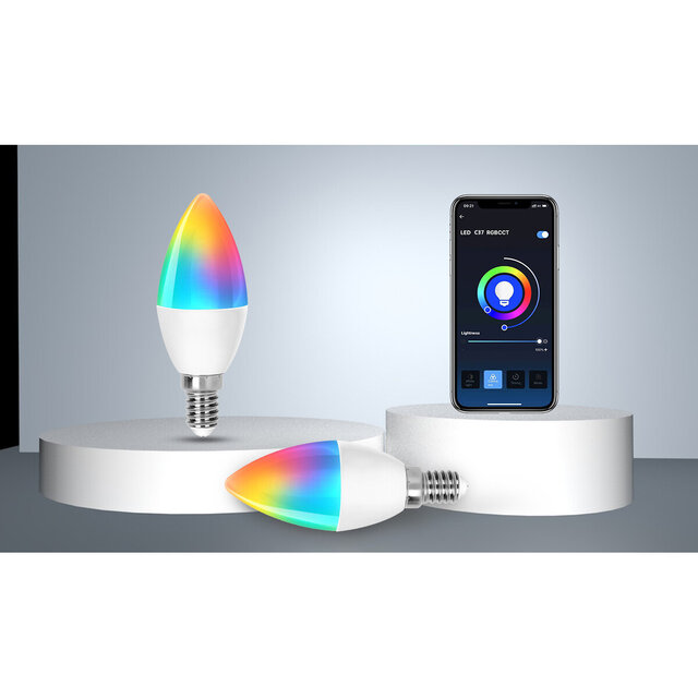 HLW LED Smart Aigi Kiyona E14 LED Bulb - Matte White, RGB, 5W Power HLW LED Smart Aigi Kiyona E14 LED Bulb - Matte White, RGB, 5W Power