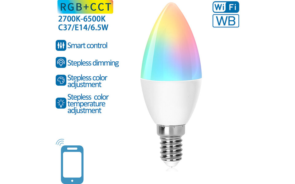 HLW LED Aigi Lexus Slimme LED Lamp - E14 Fitting - RGB & Aanpasbare Kleur