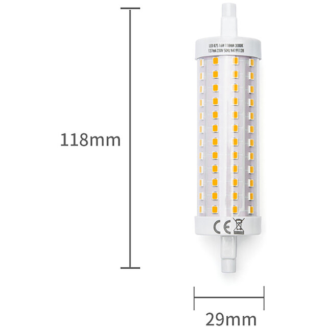 HLW LED LED Lamp - Aigi Trunka - R7S Fitting - 16W - Warm Wit 3000K - Glas