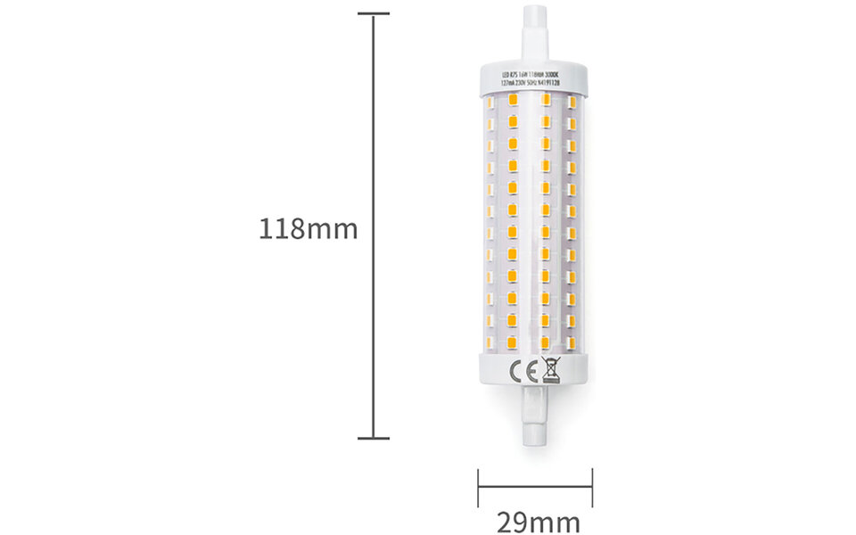 HLW LED LED Lamp - Aigi Trunka - R7S Fitting - 16W - Warm Wit 3000K - Glas