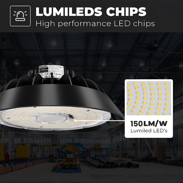 HLW LED LED UFO High Bay Premium 100W - Dimbaar, Waterdicht IP65, Neutraal Wit 4000K