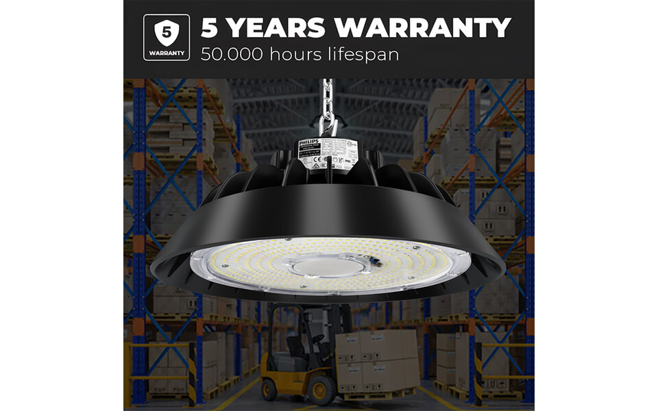 HLW LED LED UFO High Bay Premium 200W - Dimmable, Waterproof IP65, Natural White 4000K Warehouse Lighting