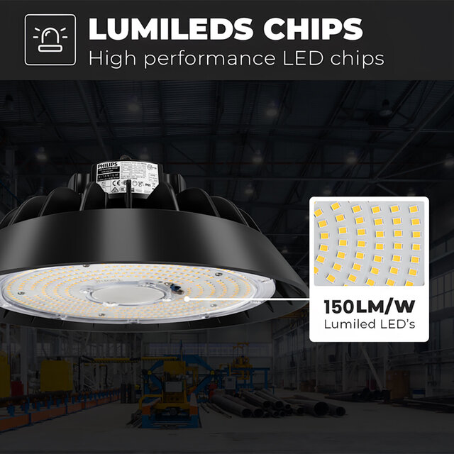 HLW LED LED UFO High Bay Premium 240W - Dimmable, Waterproof IP65, Cool White 6000K Warehouse Lighting