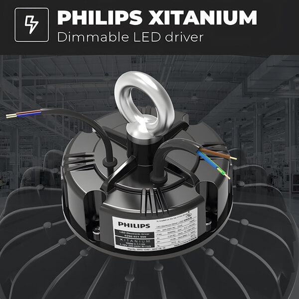 HLW LED LED UFO High Bay Premium 100W - Dimbaar, Waterdicht IP65 Magazijnverlichting, Koud Wit 6000K