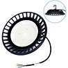 Ronde zwarte LED UFO high bay lamp 100W met 9000 lumen en koel wit licht 6500K waterdichte IP65