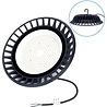 Ronde zwarte LED UFO high bay lamp 150W met 13500 lumen en neutraal wit licht 4000K waterdicht IP65