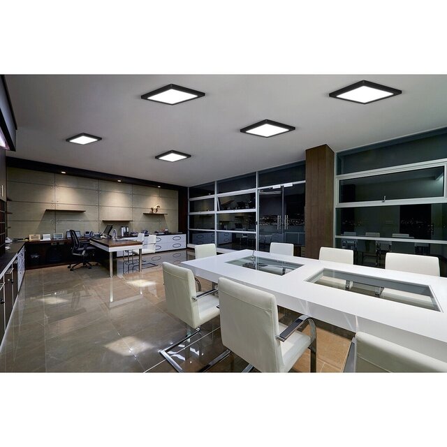 vierkant zwart LED paneel 30x30 cm 28W met helder koud wit licht 6400K en 1680 lumen