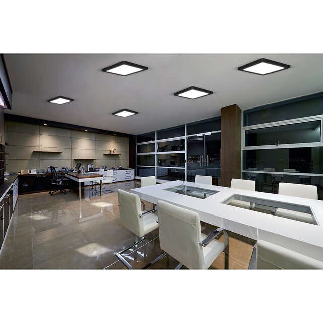 vierkant LED paneel 30x30 cm 24W natuurlijk wit licht 4200K 1680 lumen mat zwart frame opbouwmodel