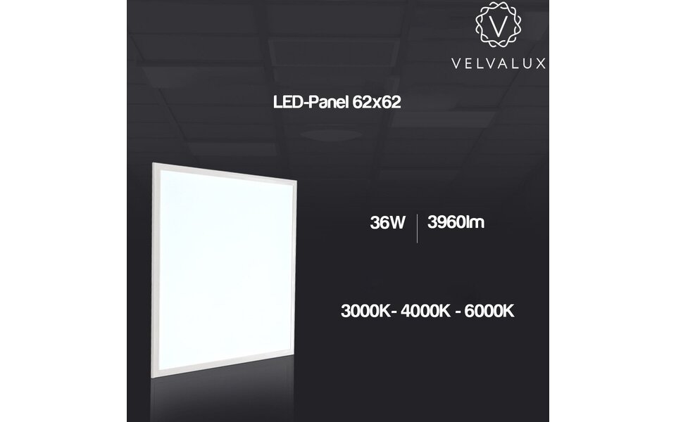Velvalux LED Paneel 62x62 - Velvalux Lumis Inbouw LED Downlight Koud Wit 6000K 36W Velvalux LED Paneel 62x62 - Velvalux Lumis Inbouw LED Downlight Koud Wit 6000K 36W