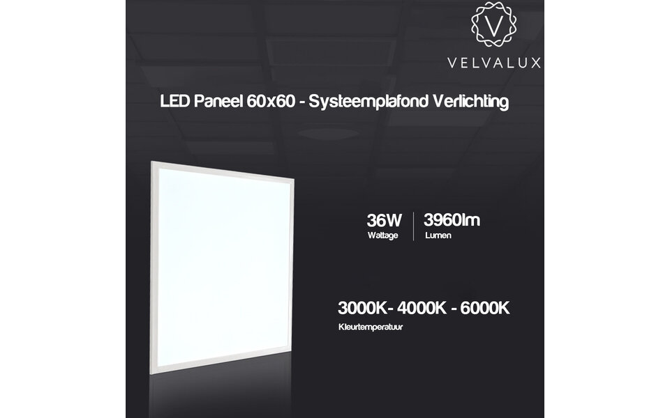 Velvalux Velvalux Lumis LED Panel 60x60 - Recessed, Warm White 2700K–3000K, 36W LED Downlight Velvalux Velvalux Lumis LED Panel 60x60 - Recessed, Warm White 2700K–3000K, 36W LED Downlight