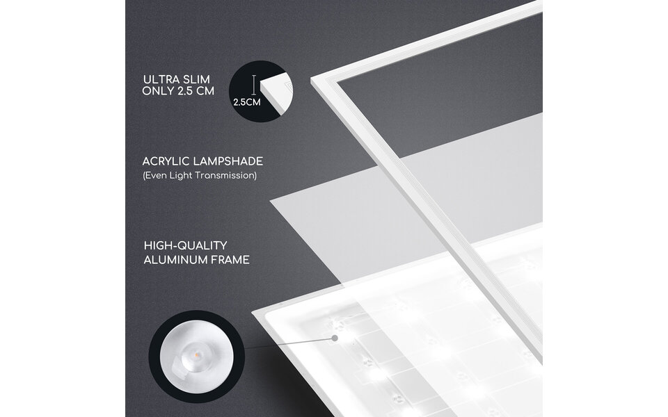 HLW LED LED Panel 60x60 - 40W Recessed LED Downlight Cool White 6000K Daylight White HLW LED LED Panel 60x60 - 40W Recessed LED Downlight Cool White 6000K Daylight White