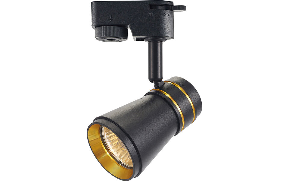 HLW LED LED Spot Prixa Tron with GU10 Fitting - 1 Phase Track Lighting Black/Gold