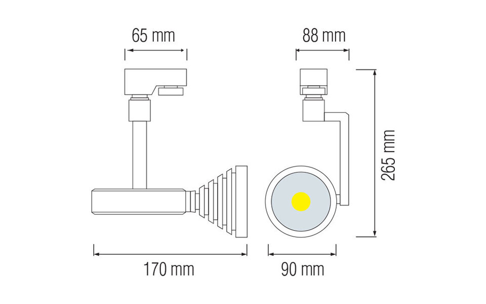 HLW LED 7W LED Rail Lighting Spot - Round, Natural White 4200K, Matte Black Aluminum