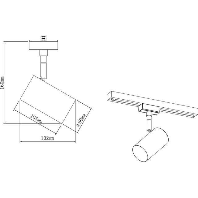 HLW LED Verstelbare LED Spot met GU10 Fitting voor 2-Fase Rail - Mat Zwart HLW LED Verstelbare LED Spot met GU10 Fitting voor 2-Fase Rail - Mat Zwart