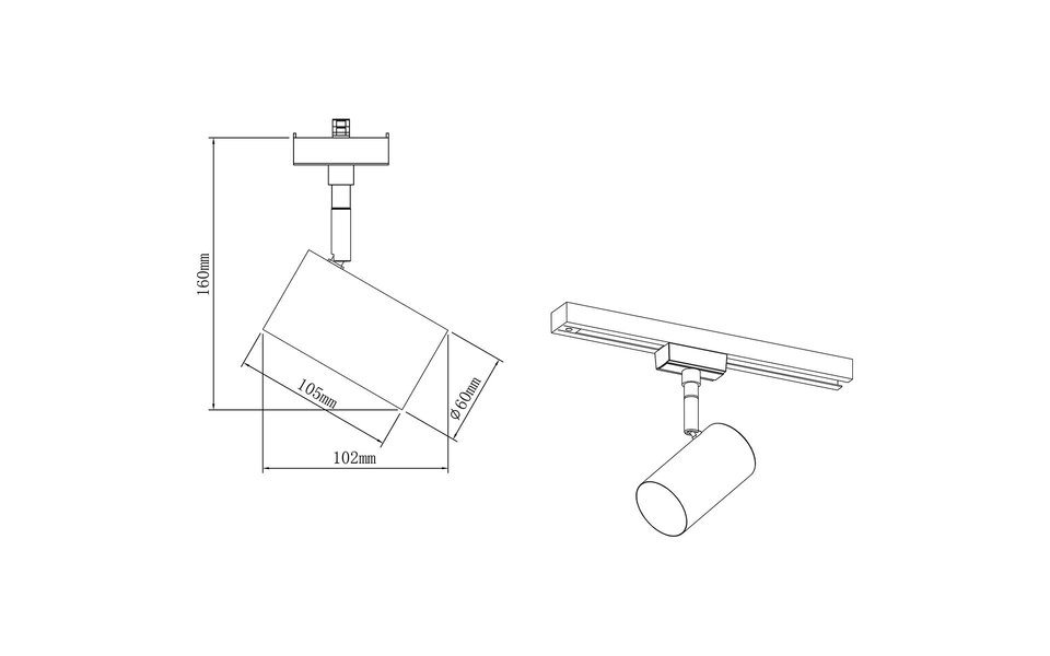 HLW LED Adjustable LED Spot with GU10 Fitting for 2-Phase Rail - Matte Black