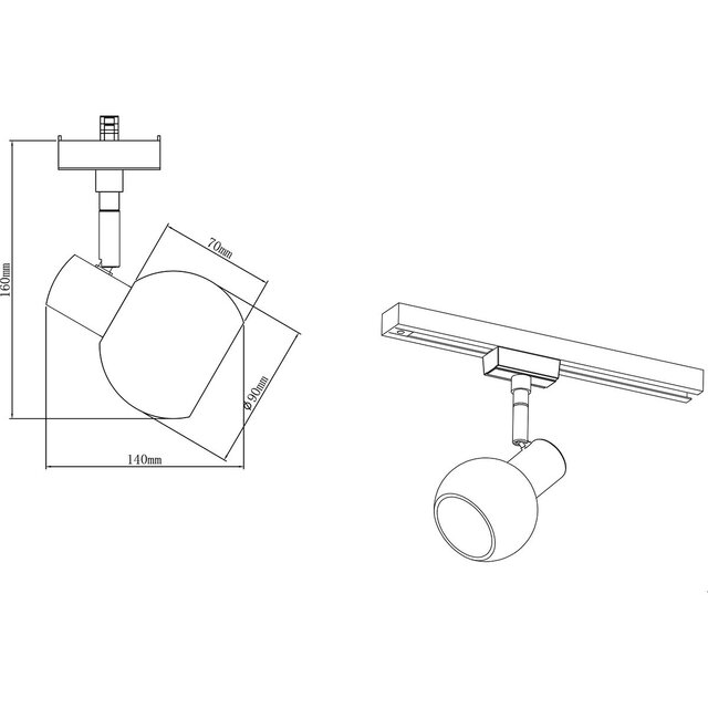 HLW LED LED Track Lighting Track Spot E14 - Matte Nickel, Adjustable LED Lamp