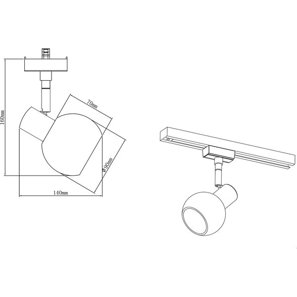 HLW LED LED Railverlichting Track Spot E14 - Mat Nikkel, Verstelbare LED Lamp